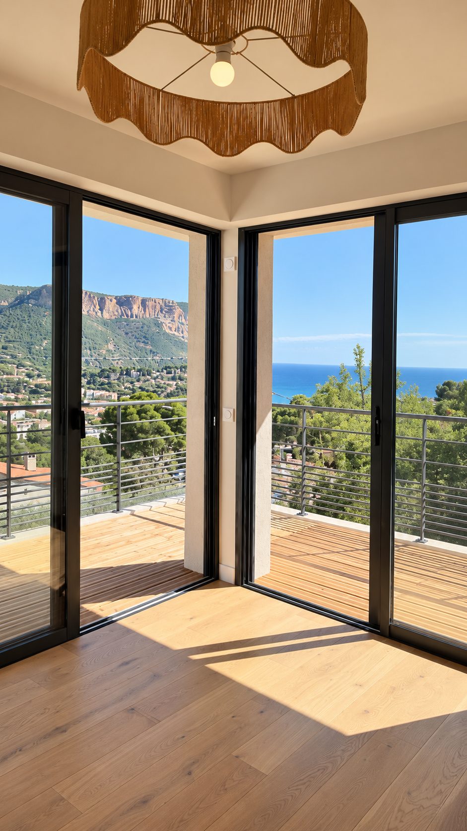 La suite parentale, ses baies d'angle ouvertes sur le Cap Canaille